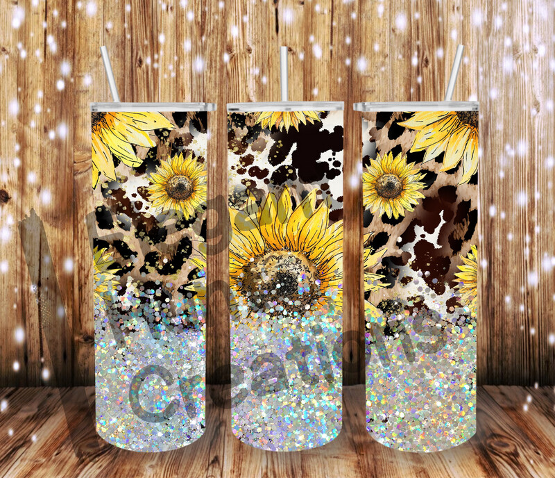 Sunflower/leopard &amp;cow Sub Tumbler