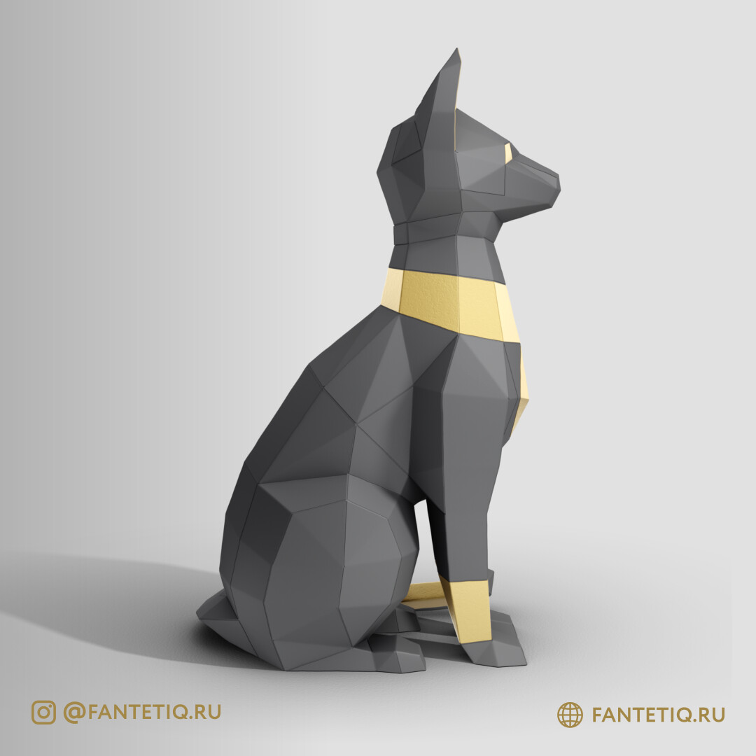 DIY Cat Papercraft sculpture sitting cat, Papercrafting, Low Poly animals pet 3D puzzle
