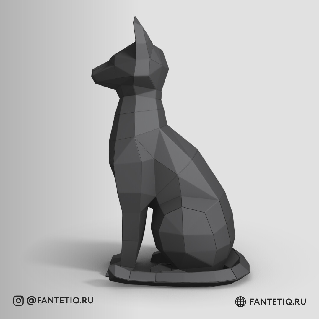DIY Cat Papercraft sculpture sitting cat, Papercrafting, Low Poly animals pet 3D puzzle