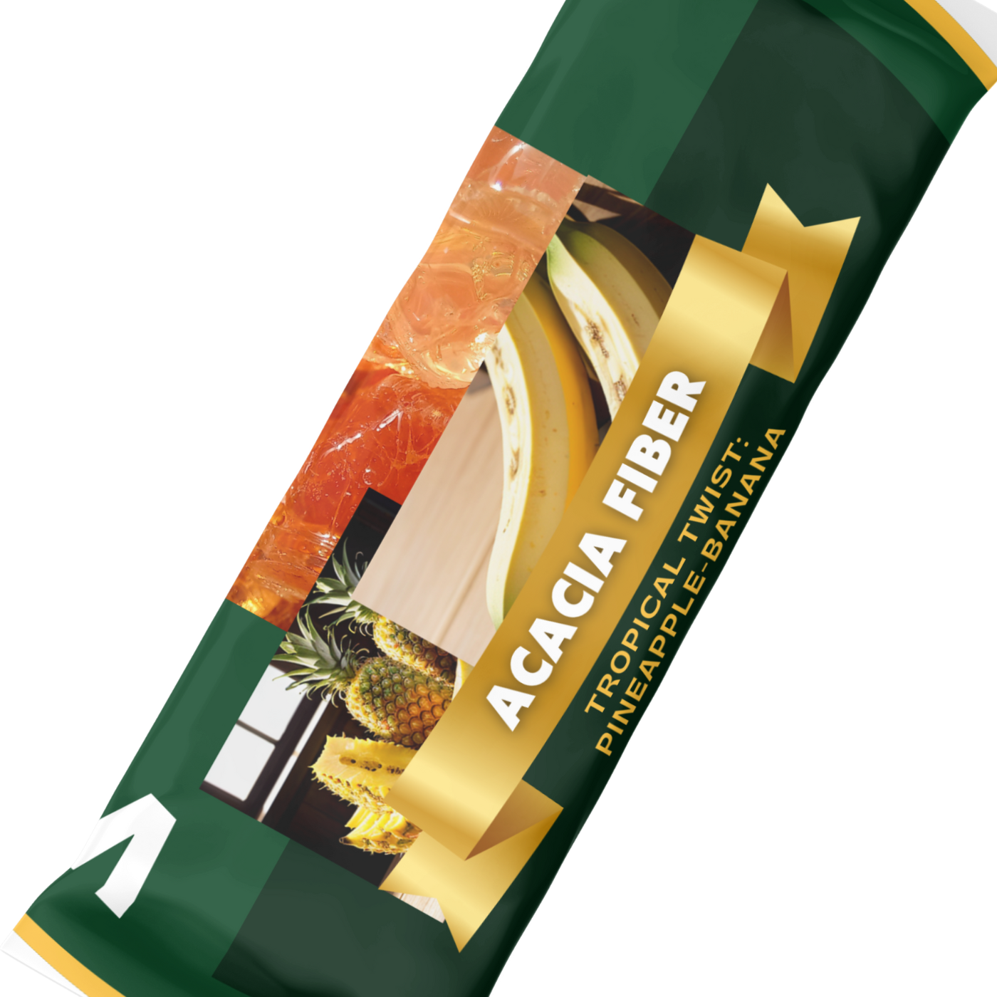 The Elixir of Gut Health - VitalFiberOne - Tropical Twist Acacia Fiber Powder, Acacia Senegal, Banana-Pineapple Flavour, Box of 32 Stick Packs of 0.44 Once.