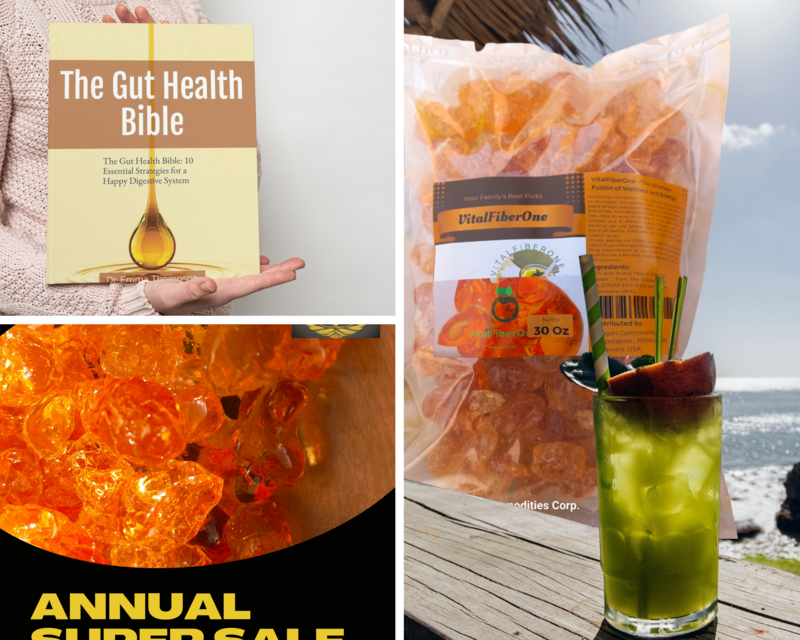 "VitalFiberOne Natural Acacia Fiber, in Natural Form of Balls and Free Audiobook+Ebook Kit: The Gut Health Bible" - Pure Acacia Senegal E414, 30 Oz Digestiv Health Pack.