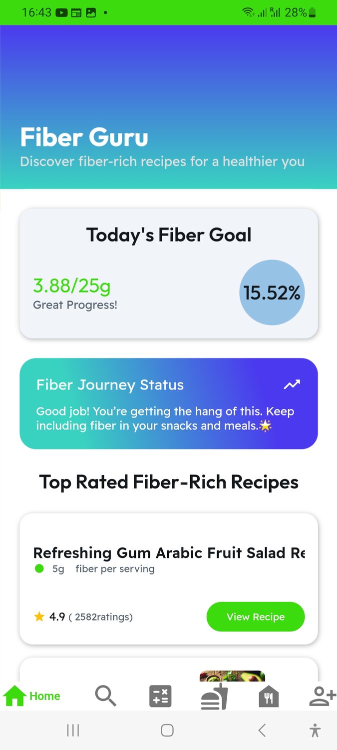 Fiber Guru App with innovative Fiber Calculator. "Want 4 Weeks of Free Fiber Intake Management?"