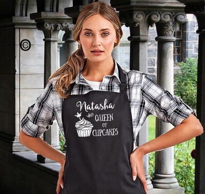 Personalised Queen of Cup Cakes Apron.
