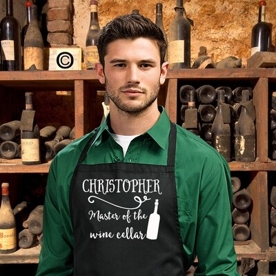 Personalised Master of the Wine Cellar Sommelier Apron in 32 Colours,