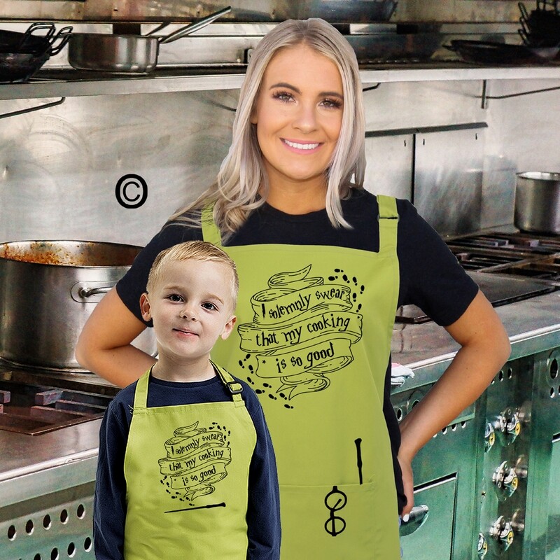 I Solemnly Swear Kitchen Wizard Parent &amp; Child Apron Set.