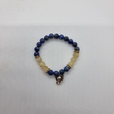 Lapis Lazuli / Rutielkwarts met Ganesha armband Lapis Lazuli / Rutielkwarts met Ganesha armband