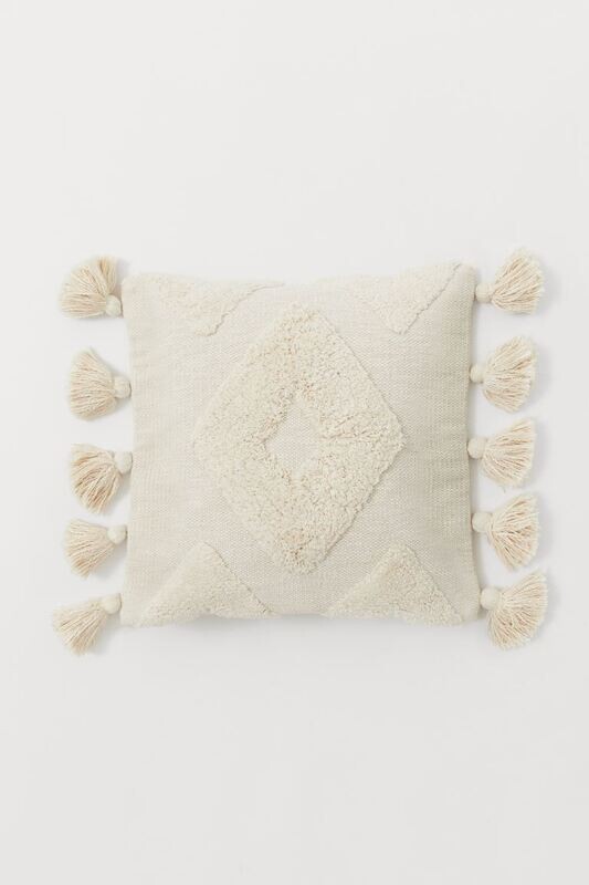 Housse de coussin à pompons