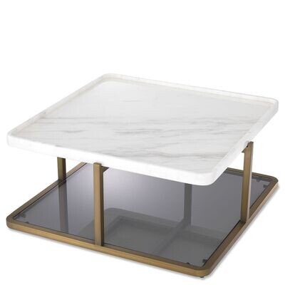 Table basse en marbre & laiton