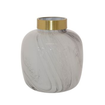 Marble Vase Gold With Metal Rim