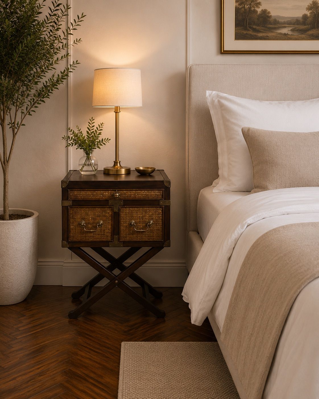 CAMPAIGN BEDSIDE TABLE