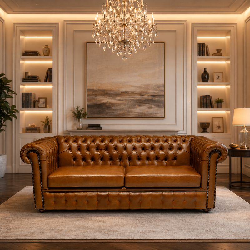 CHESTERFIELD 3 SEATER LEATHER HB