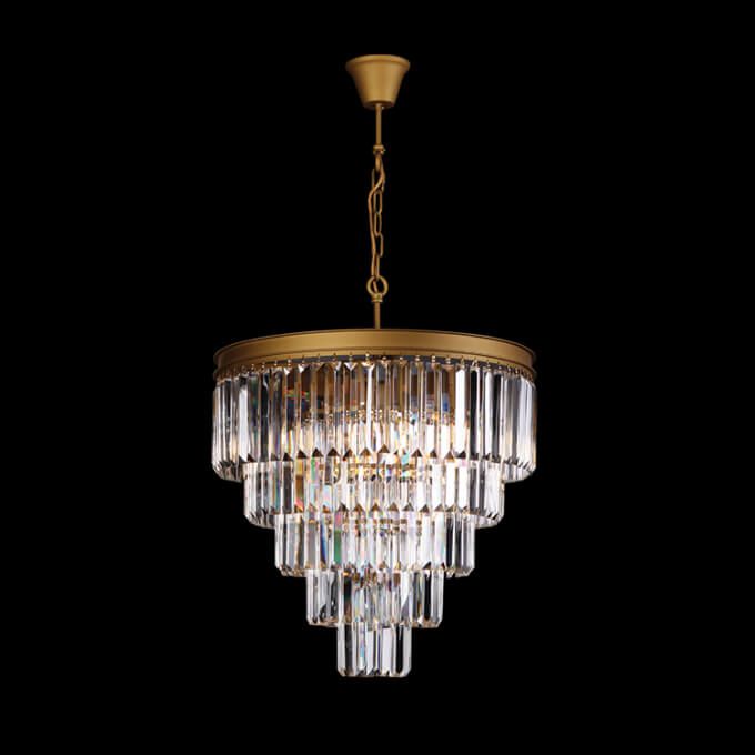 CLEAR CRYSTAL 5 TIER CHANDELIER S/GOLD