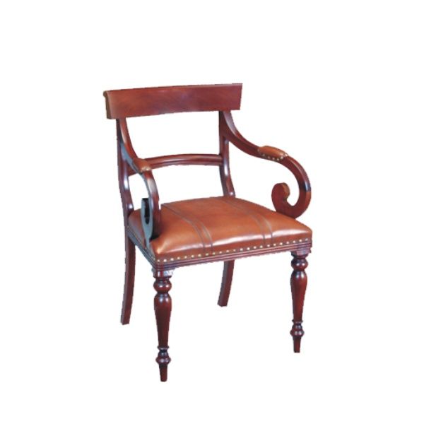 SHERATON RAIL BACK CARVER-  IMPORTED LEATHER