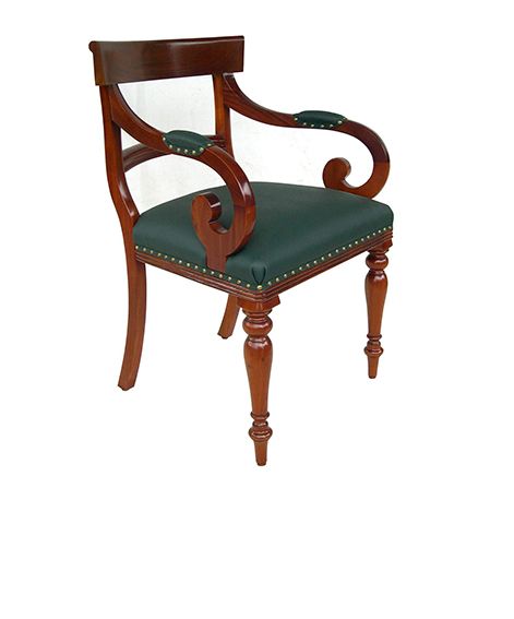 SHERATON RAIL BACK CARVER-  IMPORTED LEATHER