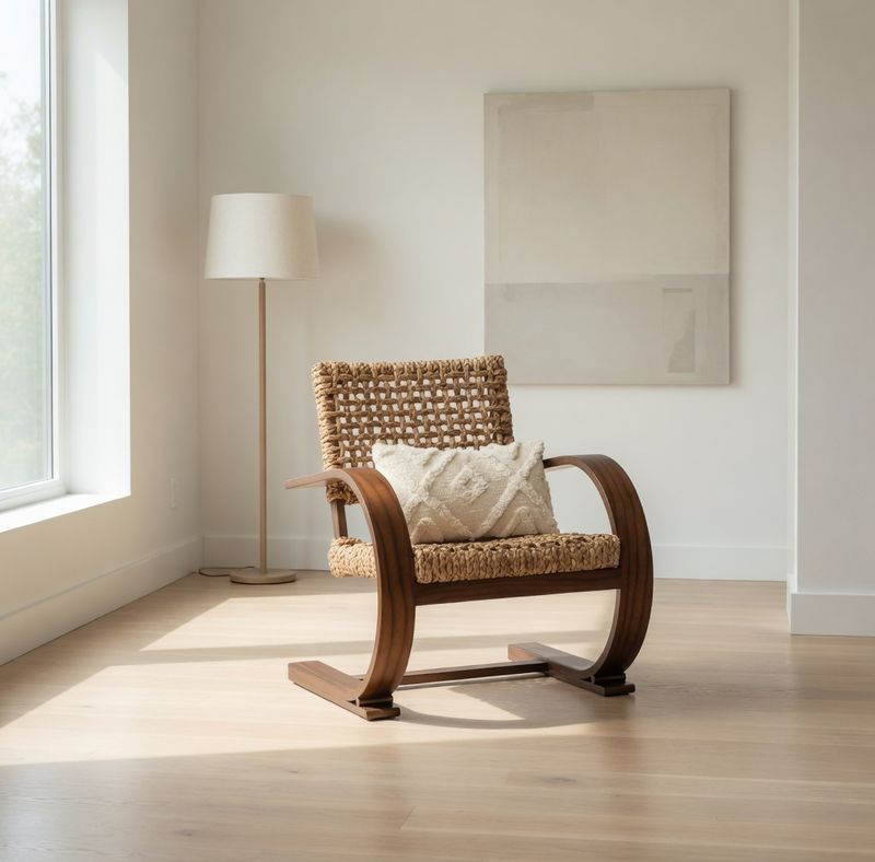FRENCH MODENIST ARMCHAIR  WATER HYACINTH