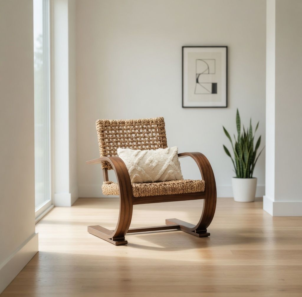 FRENCH MODENIST ARMCHAIR  WATER HYACINTH