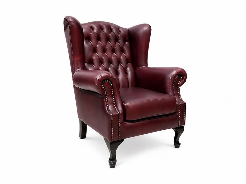 WINGBACK ARM CHAIR - LEATHER &amp; TUFFED BACK