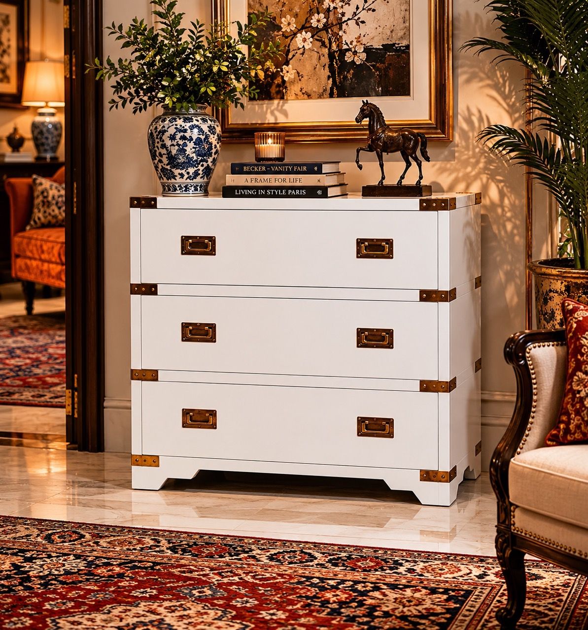 CHENA CHEST - POLISHED WHITE LACQUER FINISH