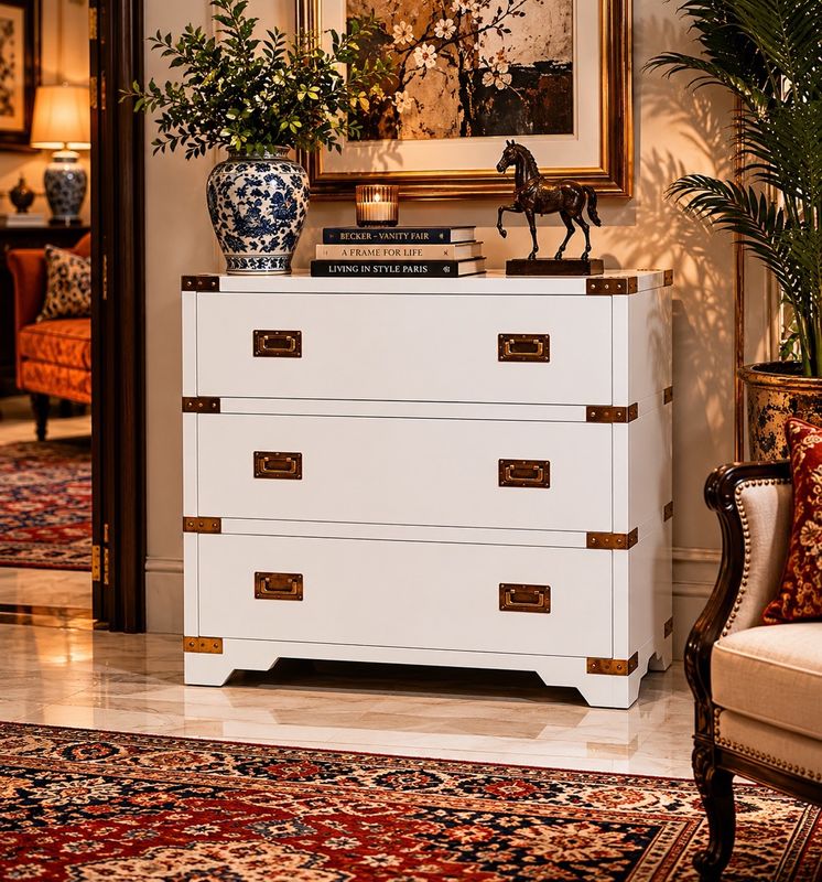 CHENA CHEST - POLISHED WHITE LACQUER FINISH