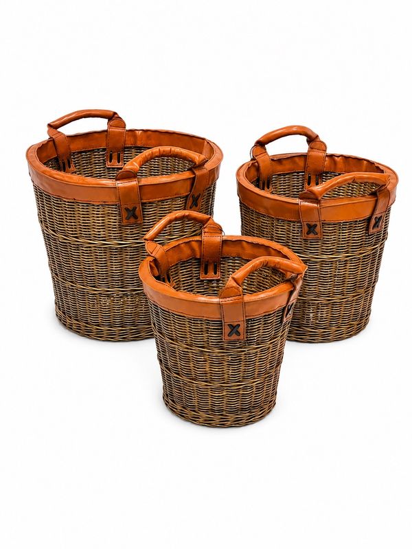 SWAHILI BASKET - LEATHER TRIMMING