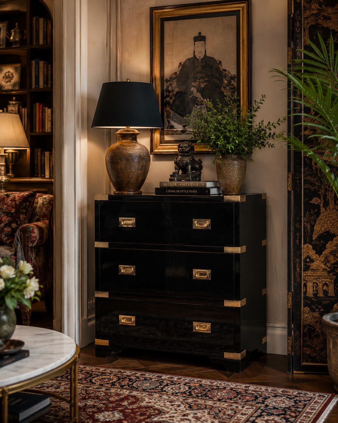 CHENA CHEST - POLISHED BLACK LACQUER FINISH