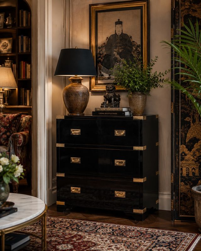 CHENA CHEST - POLISHED BLACK LACQUER FINISH