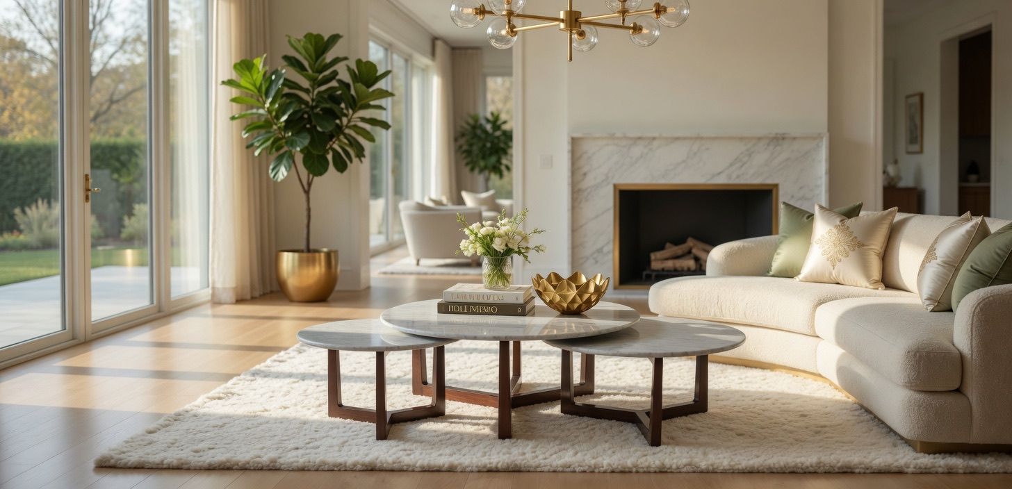 Set/3 Coffee Table - Marble Top