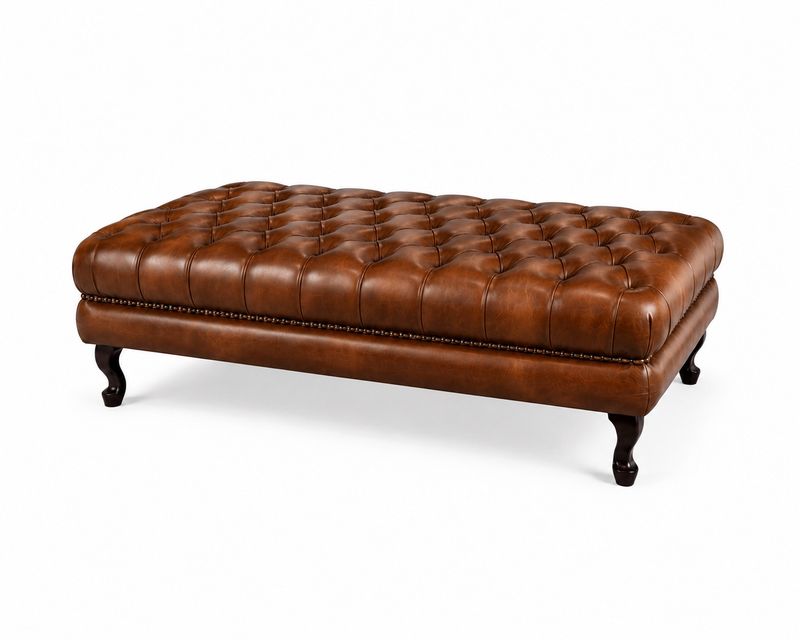 Ottoman - Leather with Tufted Top