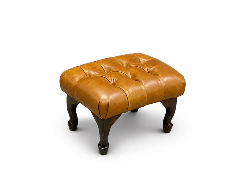 FOOTSTOOL - LEATHER / DIAMOND TOP
