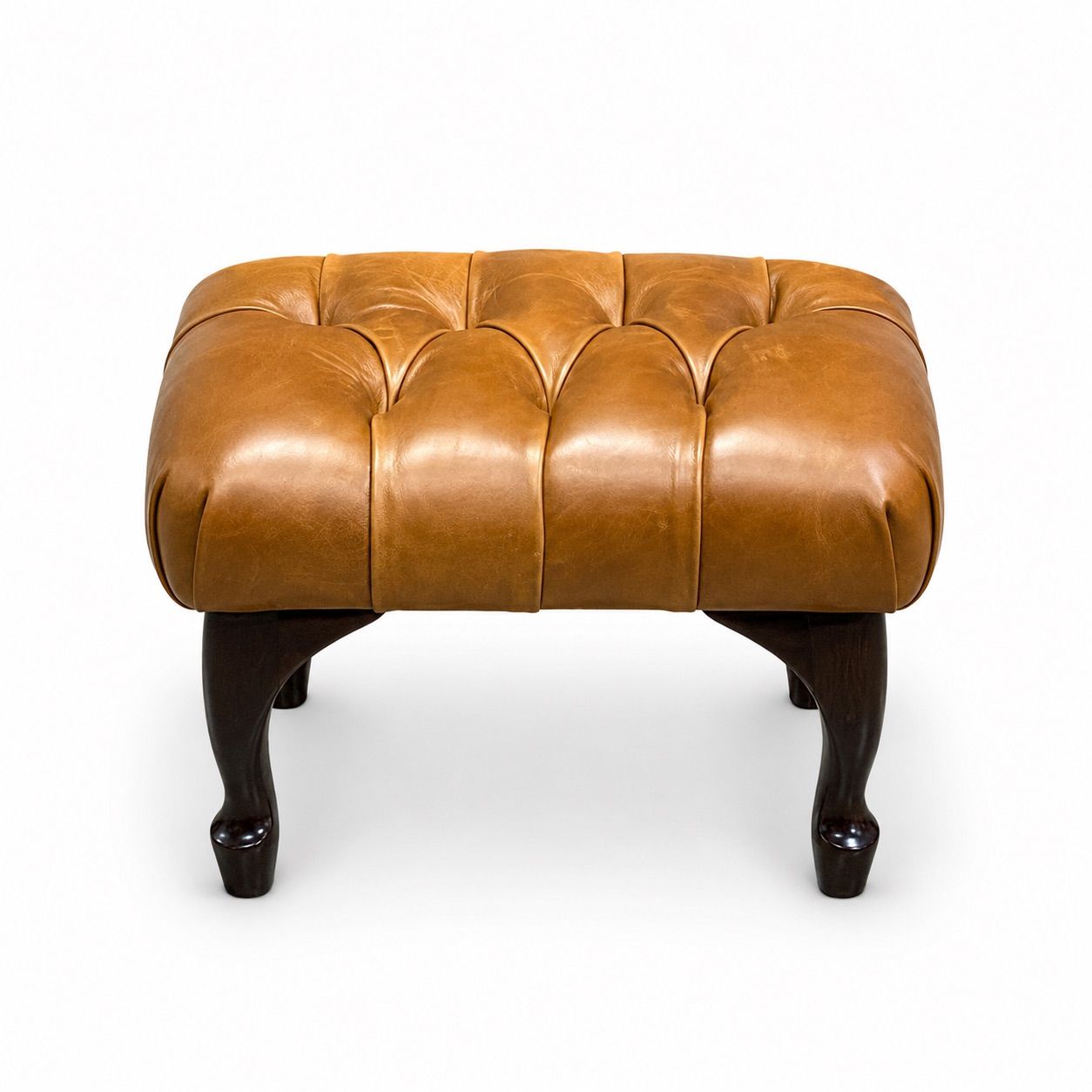 Footstool - Leather with Tufted Top