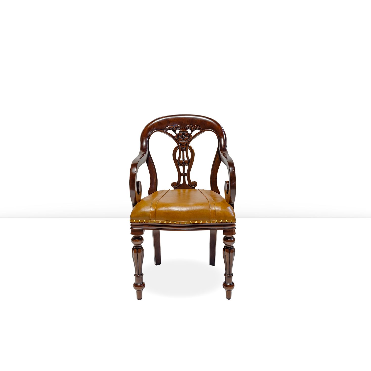FIDDLE BACK ROSE CARVER - IMPORTED LEATHER