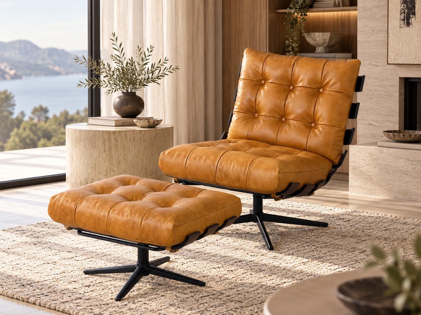 HUXLEY SWIVEL CHAIR &amp; FOOTSTOOL