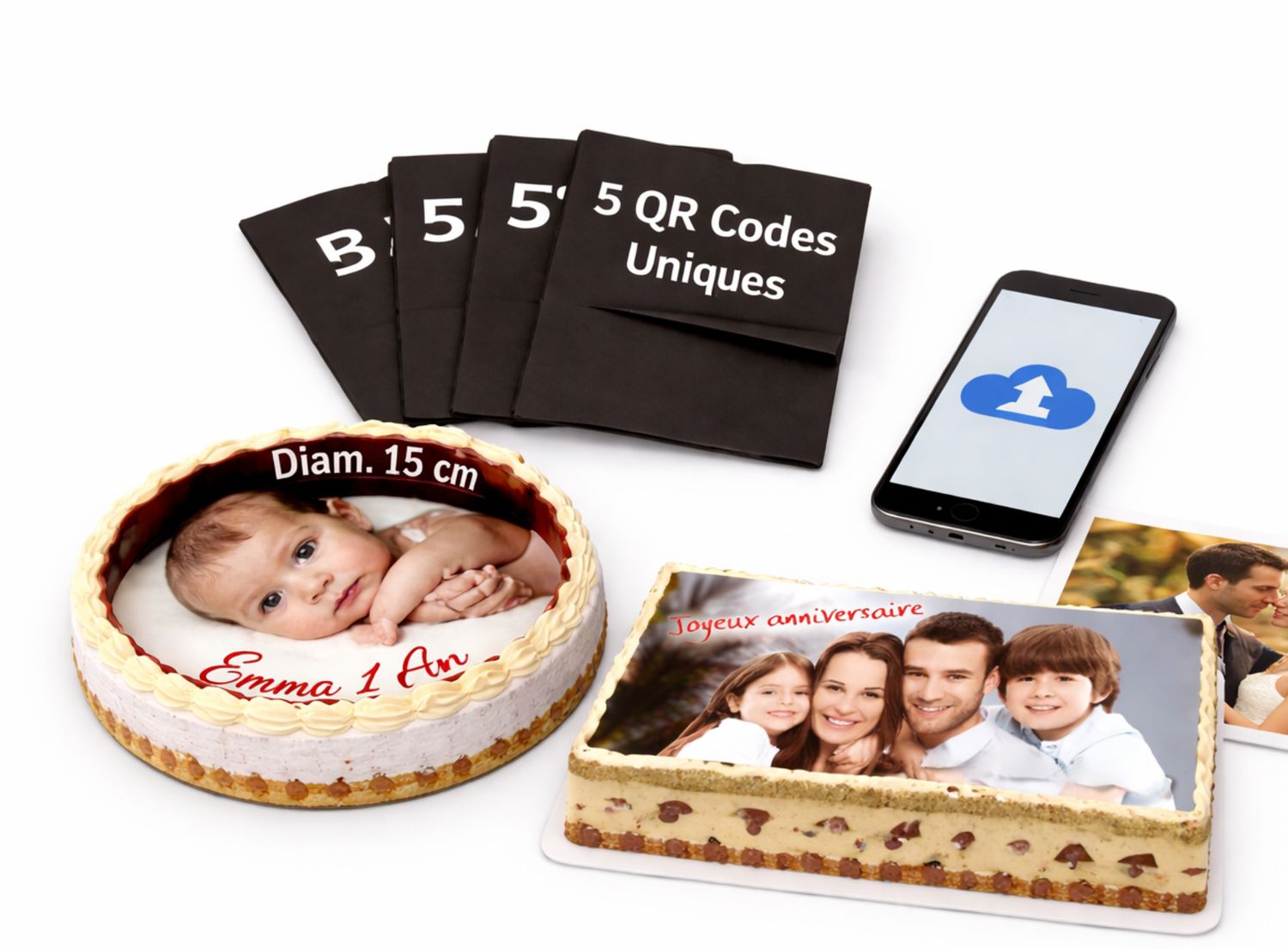 Pack 5 QR CODE unique A5 format A5 Azyme rond de 15 cm ou rectangle de 15 par 20 cm