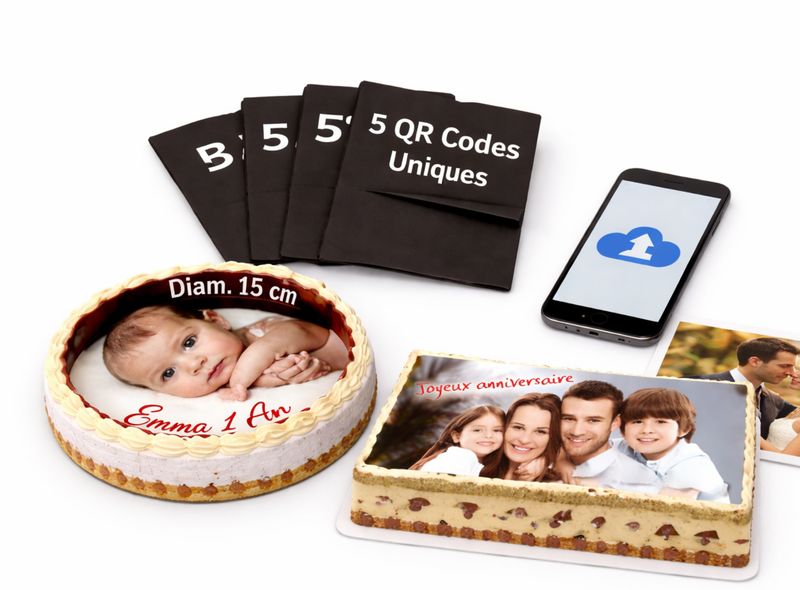 Pack 5 QR CODE unique A5 format A5 Azyme rond de 15 cm ou rectangle de 15 par 20 cm