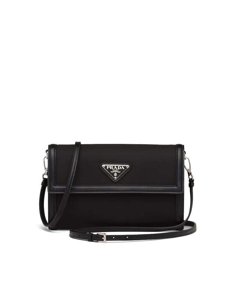 PRADA NYLON AND LEATHER WALLET WITH SHOULDER STRAP