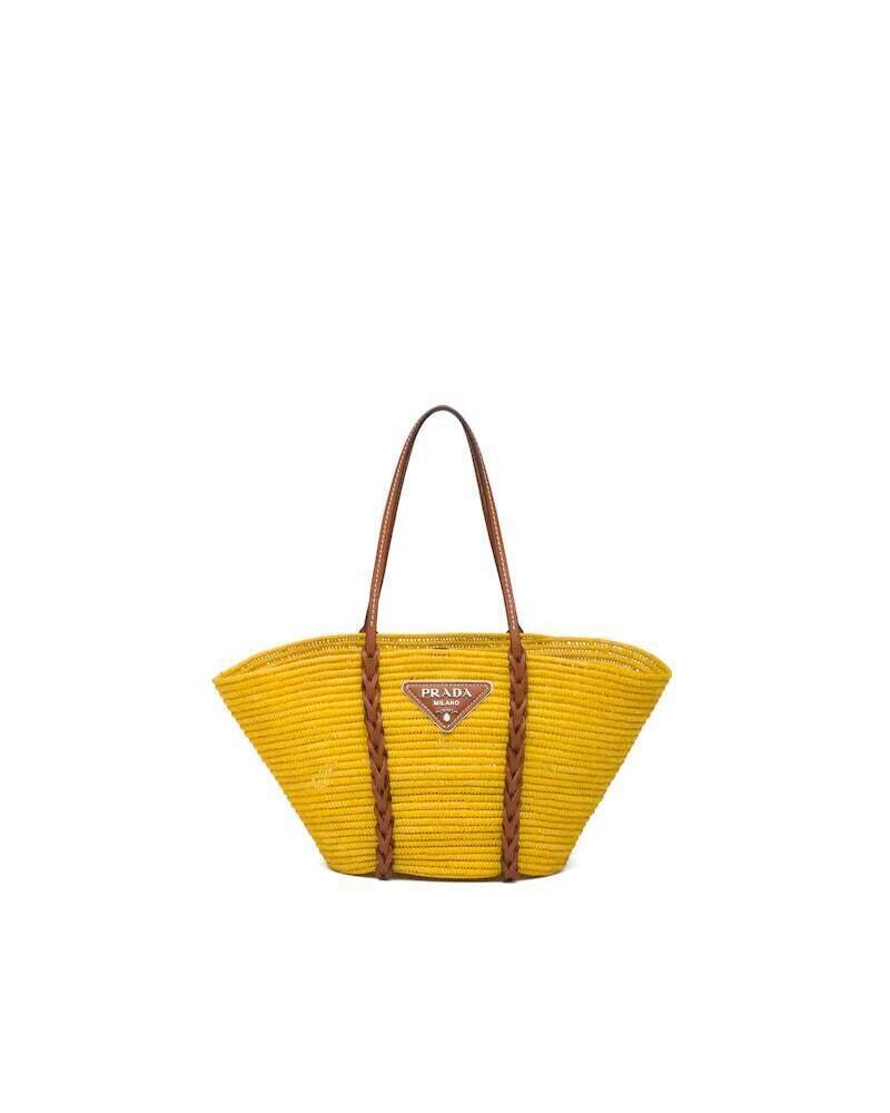 PRADA STRAW AND LEATHER TOTE