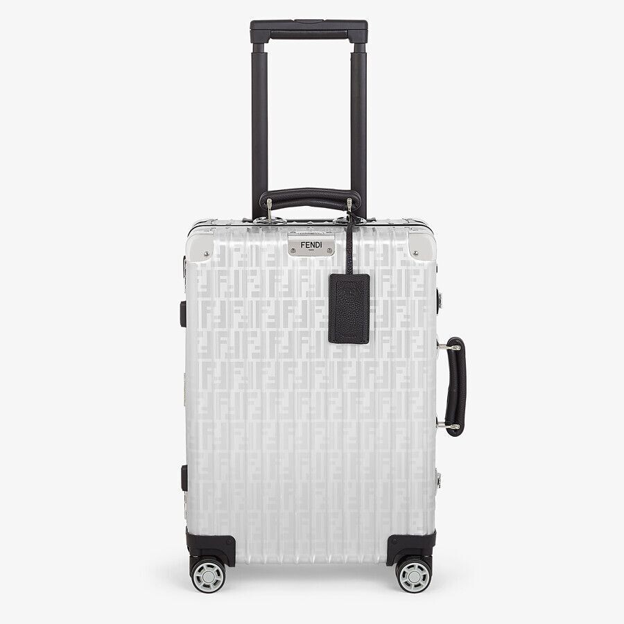 FENDI ALUMINUM TROLLEY CASE WITH LEATHER DETAILS