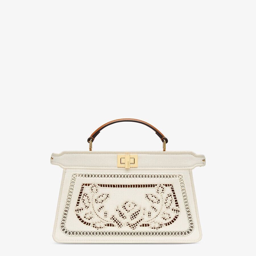 FENDI EAST-WEST CANVAS BAG WITH EMBROIDERY