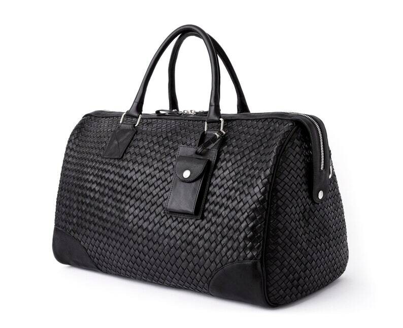 Leather Duffle Bag, Black Travel Bag