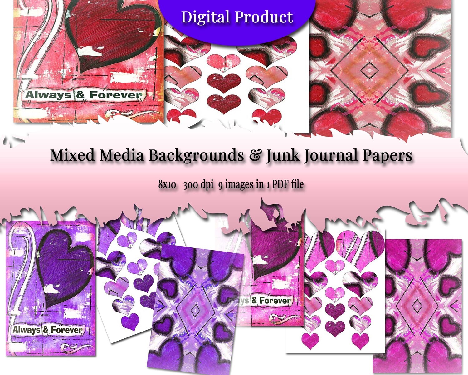 Printable Digital Valentines Ephemera - Printable Papers