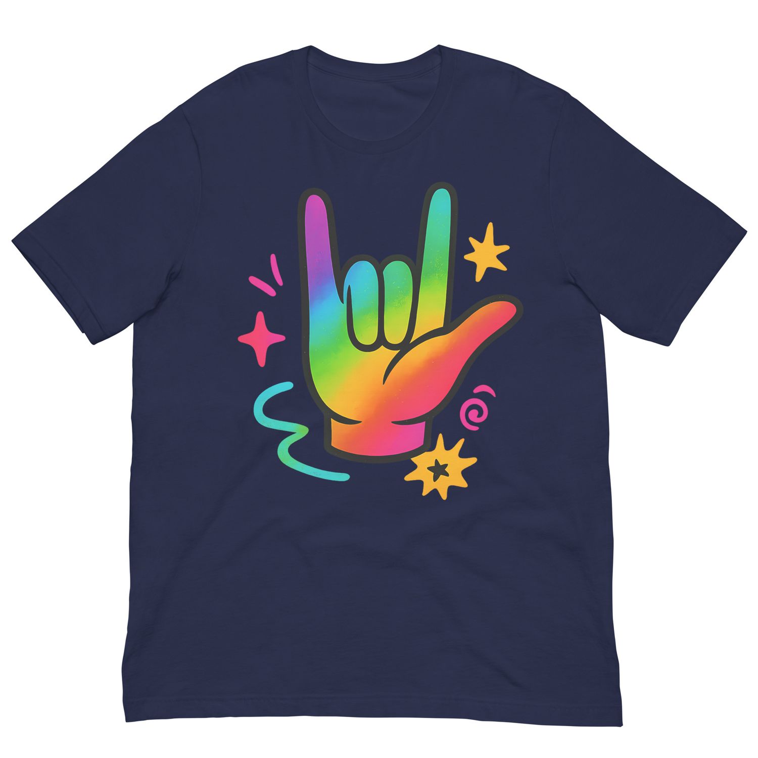 I Love You in Every Color – ASL Rainbow Hand Sign Tee