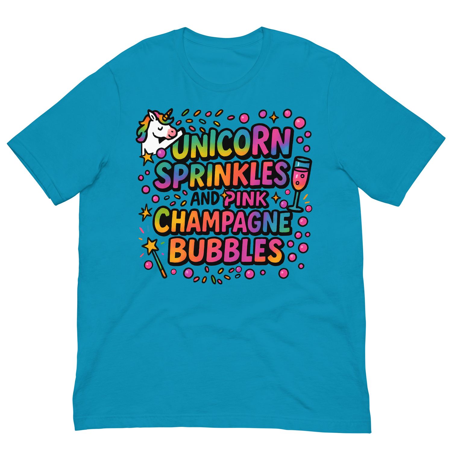 Unicorn Sprinkles &amp; Pink Champagne Bubbles Tee