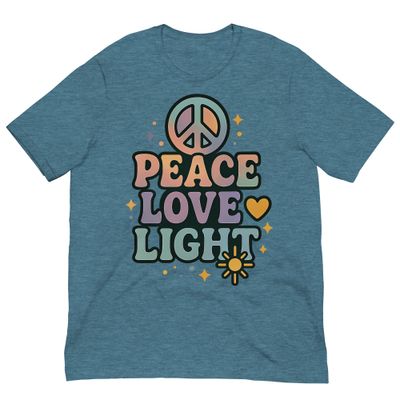 Peace, Love & Light Tee – Radiate Retro Whimsy Peace, Love & Light Tee – Radiate Retro Whimsy