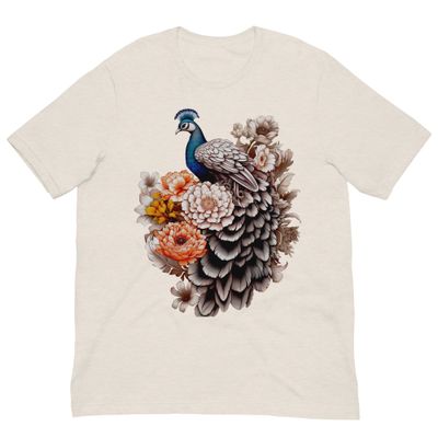 Peacock Reverie – Vintage Blooms & Feathers Tee Peacock Reverie – Vintage Blooms & Feathers Tee