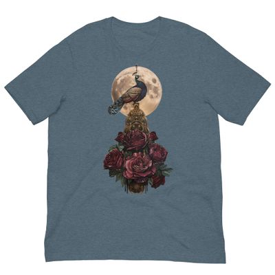 Lunar Peacock Plumage – Midnight Roses &amp; Moonlight Tee