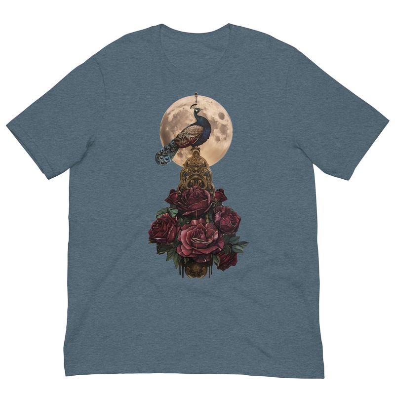 Lunar Peacock Plumage – Midnight Roses &amp; Moonlight Tee