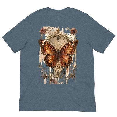 Sepia Spirit – Antique Butterfly & Faded Floral Tee