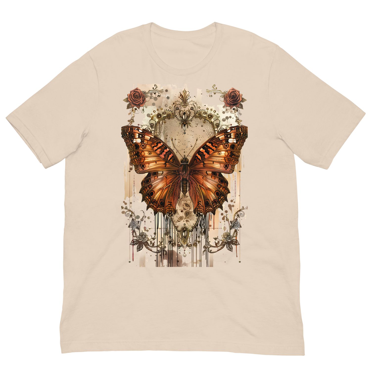 Sepia Spirit – Antique Butterfly & Faded Floral Tee