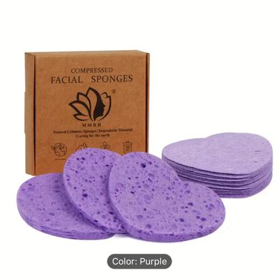Facial Sponge Compressed Heart - Purple (20 pc)