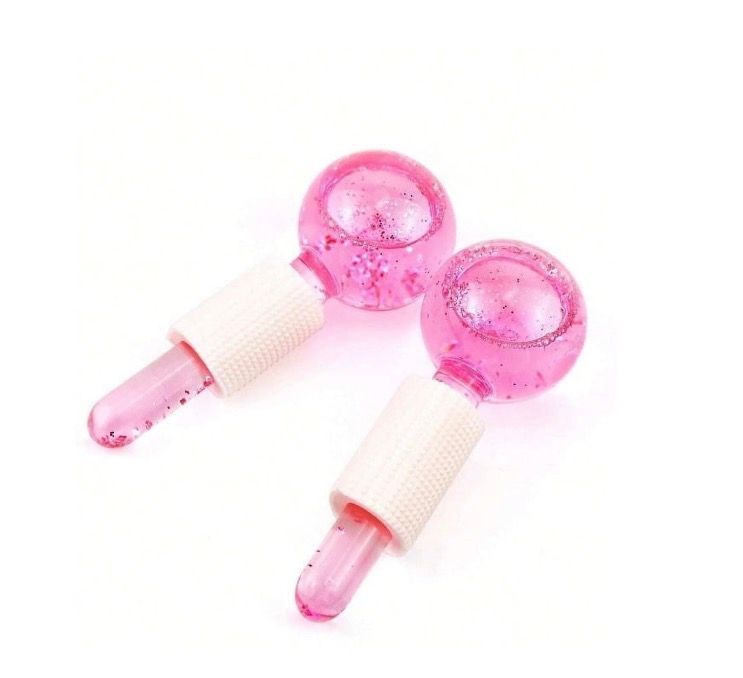 Facial  Beauty Ice Globe - Glitter Pink (Two globes)